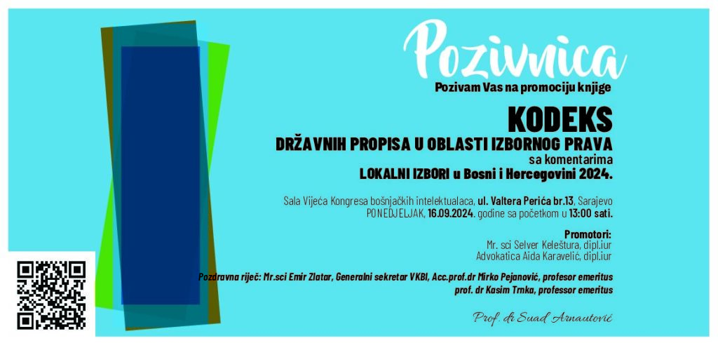 Promocija knjige ,,Kodeks državnih propisa u oblasti izbornog prava” u ponedjeljak